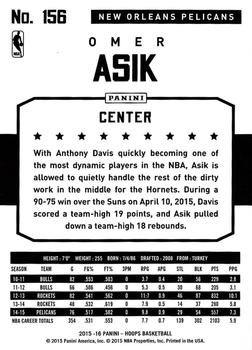 2015-16 Hoops #156 Omer Asik Back