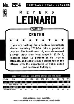 2015-16 Hoops #224 Meyers Leonard Back