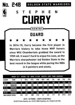 2015-16 Hoops #248 Stephen Curry Back