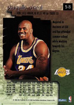1996 Kenner/SkyBox Starting Lineup Cards Extended Series #58 Shaquille O'Neal Back