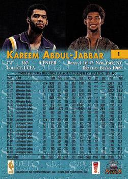 1997 Kenner/Topps Stars Starting Lineup Cards Classic Doubles #1 Kareem Abdul-Jabbar Back
