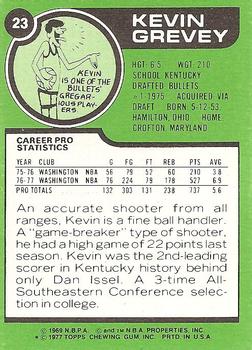 1977-78 Topps - White Backs #23 Kevin Grevey Back