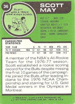 1977-78 Topps - White Backs #36 Scott May Back