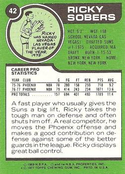 1977-78 Topps - White Backs #42 Ricky Sobers Back