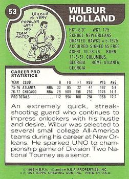 1977-78 Topps - White Backs #53 Wilbur Holland Back