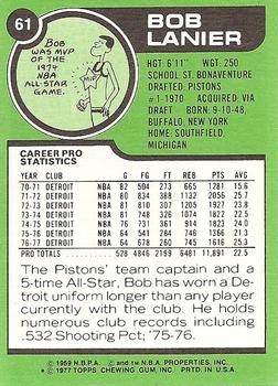 1977-78 Topps - White Backs #61 Bob Lanier Back