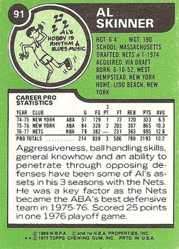 1977-78 Topps - White Backs #91 Al Skinner Back