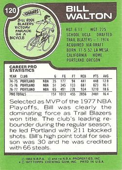 1977-78 Topps - White Backs #120 Bill Walton Back