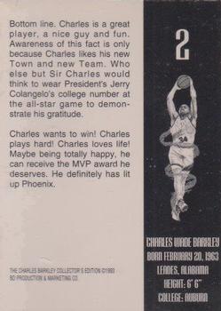 1993 The Charles Barkley Collector's Edition (unlicensed) #2 Charles Barkley Back
