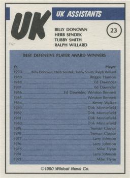1989-90 Kentucky Wildcats Big Blue Awards #23 Billy Donovan / Herb Sendek / Tubby Smith / Ralph Willard Back