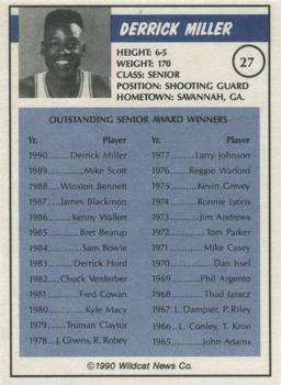 1989-90 Kentucky Wildcats Big Blue Awards #27 Derrick Miller Back
