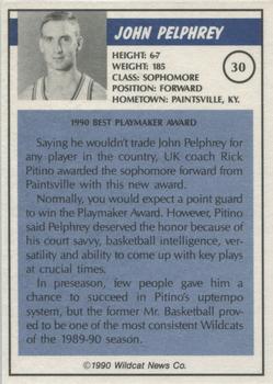 1989-90 Kentucky Wildcats Big Blue Awards #30 John Pelphrey Back