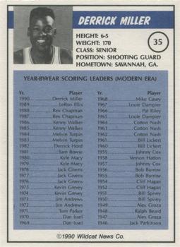 1989-90 Kentucky Wildcats Big Blue Awards #35 Derrick Miller Back