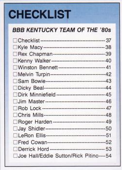 1989-90 Kentucky Wildcats Big Blue Magazine Team of the 80s #37 Checklist Front