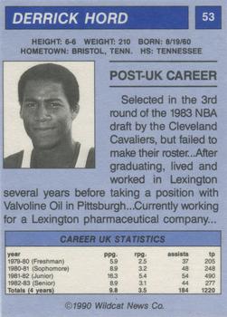 1989-90 Kentucky Wildcats Big Blue Magazine Team of the 80s #53 Derrick Hord Back