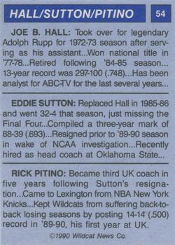 1989-90 Kentucky Wildcats Big Blue Magazine Team of the 80s #54 Joe B. Hall / Eddie Sutton / Rick Pitino Back