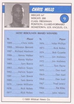 1988-89 Kentucky Wildcats Big Blue Awards #9 Chris Mills Back