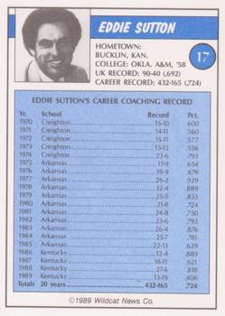 1988-89 Kentucky Wildcats Big Blue Awards #17 Eddie Sutton Back