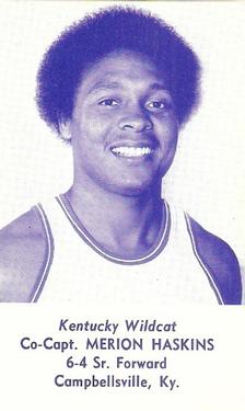 1976-77 Kentucky Wildcats Schedules #NNO Merion Haskins Front
