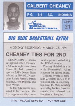 1990-91 Kentucky Wildcats Big Blue Magazine Dream Team/Award Winners #21 Calbert Cheaney Back