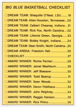 1990-91 Kentucky Wildcats Big Blue Magazine Dream Team/Award Winners #27 Checklist Front