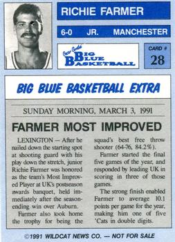 1990-91 Kentucky Wildcats Big Blue Magazine Dream Team/Award Winners #28 Richie Farmer Back