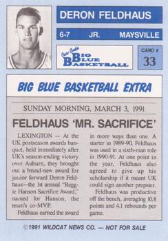 1990-91 Kentucky Wildcats Big Blue Magazine Dream Team/Award Winners #33 Deron Feldhaus Back