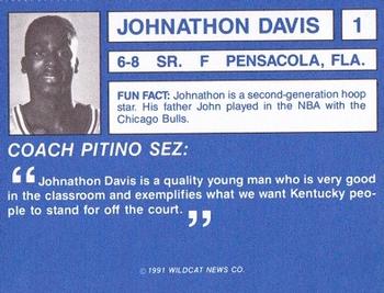 1991-92 Kentucky Wildcats Big Blue Magazine #1 Johnathon Davis Back