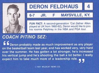 1991-92 Kentucky Wildcats Big Blue Magazine #4 Deron Feldhaus Back