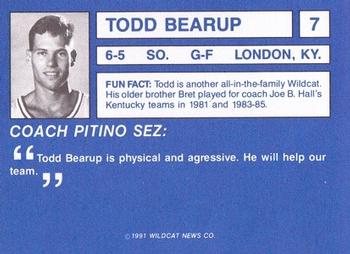1991-92 Kentucky Wildcats Big Blue Magazine #7 Todd Bearup Back