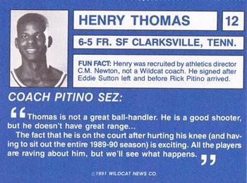 1991-92 Kentucky Wildcats Big Blue Magazine #12 Henry Thomas Back