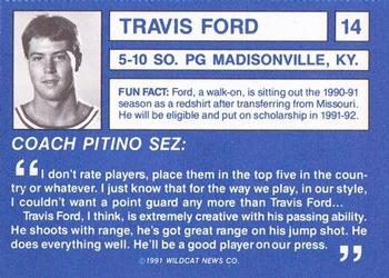 1991-92 Kentucky Wildcats Big Blue Magazine #14 Travis Ford Back