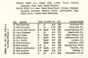 1977-78 Kentucky Wildcats News #2 Joe B. Hall’s First UK Team Back