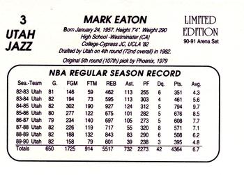 1990-91 Star Utah Jazz Arena #3 Mark Eaton Back