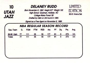 1990-91 Star Utah Jazz Arena #10 Delaney Rudd Back