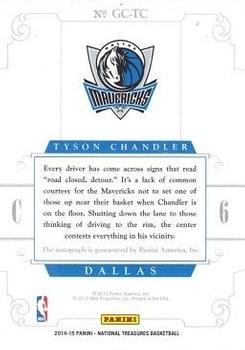 2014-15 Panini National Treasures - Game Changers Gold Proof #GC-TC Tyson Chandler Back