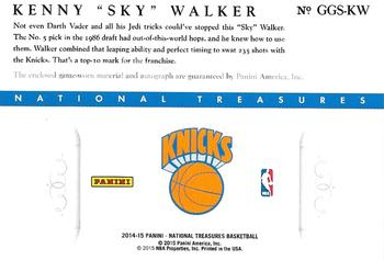 2014-15 Panini National Treasures - NBA Game Gear Signatures Prime #GGS-KW Kenny Walker Back