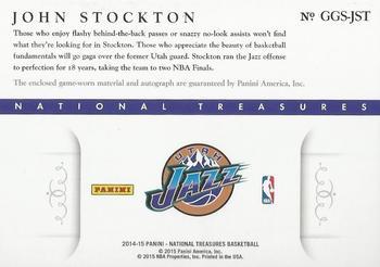 2014-15 Panini National Treasures - NBA Game Gear Signatures Prime #GGS-JST John Stockton Back