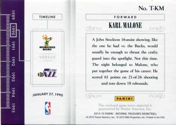 2014-15 Panini National Treasures - Timelines Prime #T-KM Karl Malone Back