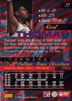 1996 Signature Rookies Supreme #17 Kurt Thomas Back