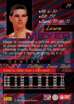 1996 Signature Rookies Supreme #19 Loren Meyer Back