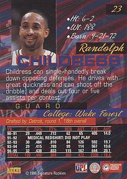1996 Signature Rookies Supreme #23 Randolph Childress Back