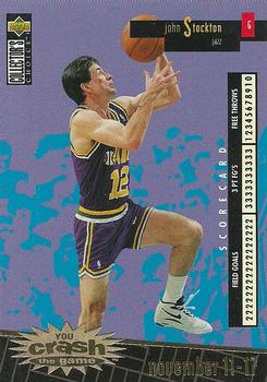 1996-97 Collector's Choice French - You Crash the Game Scoring Gold #C27 John Stockton Front