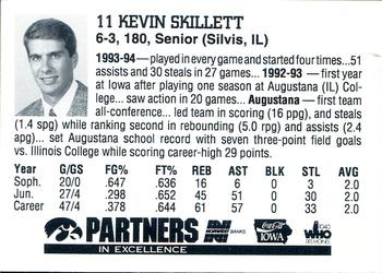 1994-95 Iowa Hawkeyes #NNO Kevin Skillett Back