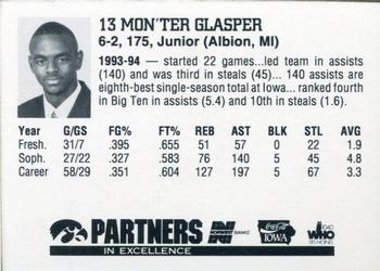 1994-95 Iowa Hawkeyes #NNO Mon'ter Glasper Back