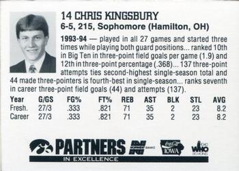 1994-95 Iowa Hawkeyes #NNO Chris Kingsbury Back