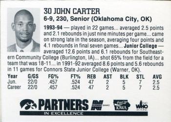 1994-95 Iowa Hawkeyes #NNO John Carter Back
