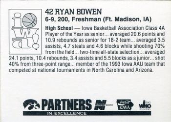 1994-95 Iowa Hawkeyes #NNO Ryan Bowen Back