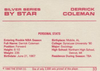 1990-91 Star Silver Series #33 Derrick Coleman Back