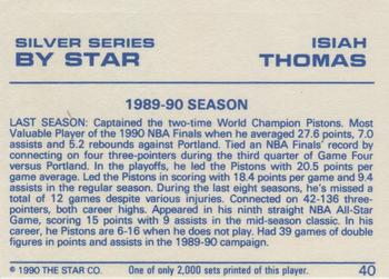 1990-91 Star Silver Series #40 Isiah Thomas Back